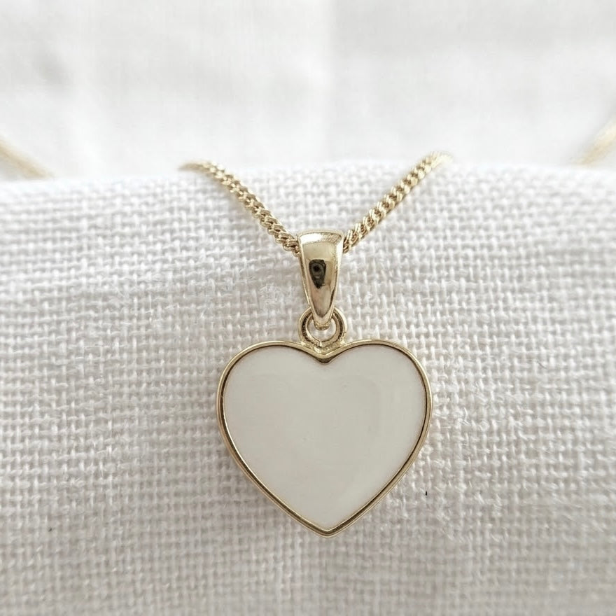9ct Gold Classic Heart Breastmilk Pendant handmade with preserved breastmilk by MamaGems by Memory Within.