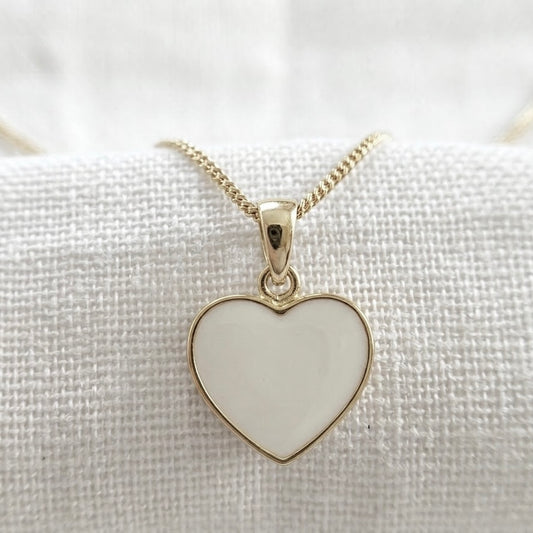 9ct Gold Classic Heart Breastmilk Pendant handmade with preserved breastmilk by MamaGems by Memory Within.