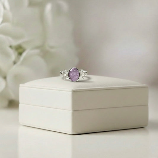 OVAL PETALS Ashes Memorial Ring