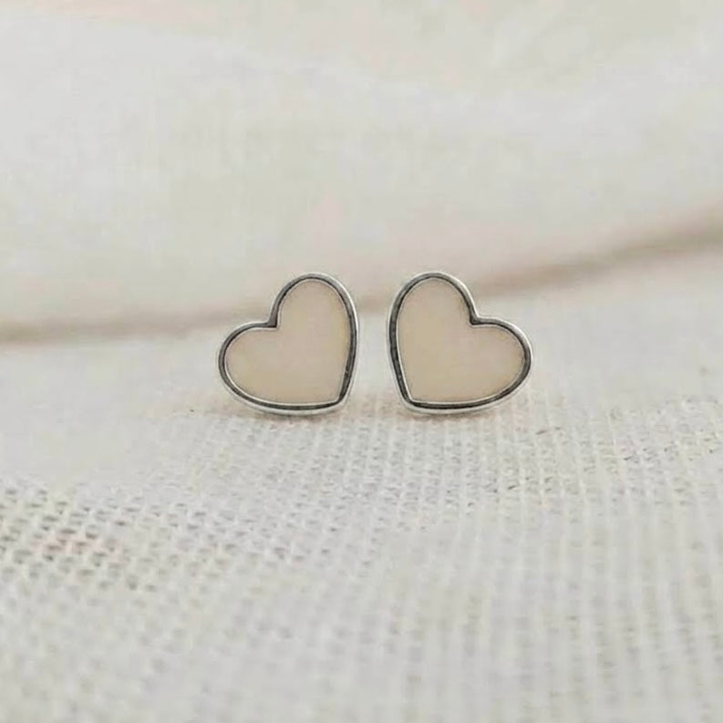 Heart Stud earrings in sterling silver and breastmilk