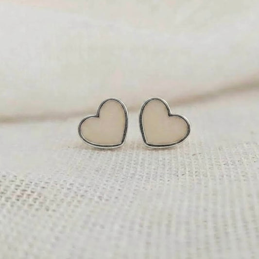 Heart Stud earrings in sterling silver and breastmilk
