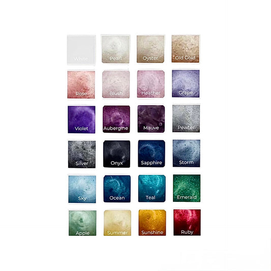 Memory Within colour swatch chart with various colour names on a white background